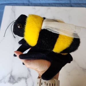Folkman bumblebee hand puppet black yellow flying insect plush toy